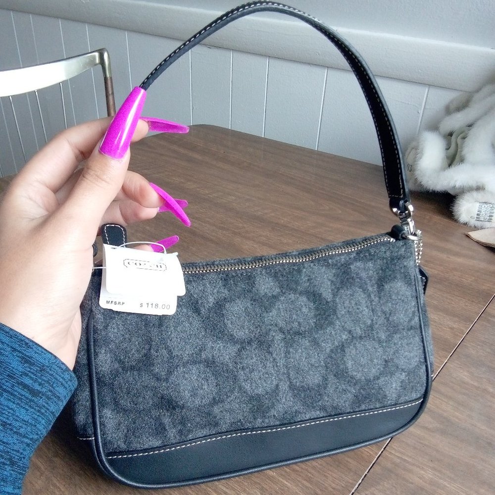 Coach wool monogram demi baguette